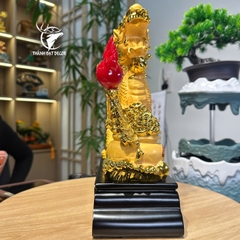 Tượng Rồng Phong Thủy 35x12x30cm Kim Sa Cát Vàng Chiêu Tài Lộc, Tuổi Thìn, Quà Tặng 12 Con Giáp