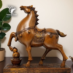 Tượng Ngựa Mã Đáo Thành Công Bột Đá Sơn Giả Gỗ – Trang Trí Phong Thủy Quà Tặng Tân Gia Khai Trương Sinh Nhật
