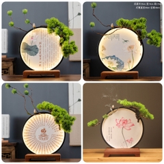 Kệ Gỗ Đặt Tượng Đế Thấp Có Đèn Led Size 30, Có Thể Đốt Trầm Hương, Quà Tặng Tân Gia Khai Trương Trang Trí Bàn