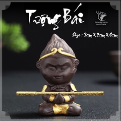 Tượng Tôn Ngộ Không Size Mini 6cm , Tượng Tôn Ngộ Không Bái Thiền Bằng Gốm