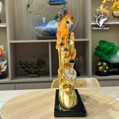 Tượng Phong Thủy Song Mã Vờn Sóng Màu Cam, Quà Tặng Decor Khai Trương Tân Gia Sinh Nhật Ý Nghĩa