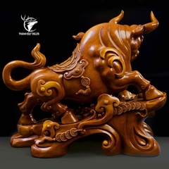 Tượng Trâu Tài Lộc Bột Đá Sơn Giả Gỗ Decor Phong Thủy Quà Tặng Tân Gia Khai Trương Sinh Nhật Để Bàn