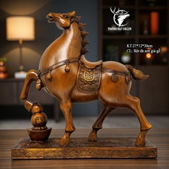 Tượng Ngựa Mã Đáo Thành Công Bột Đá Sơn Giả Gỗ – Trang Trí Phong Thủy Quà Tặng Tân Gia Khai Trương Sinh Nhật