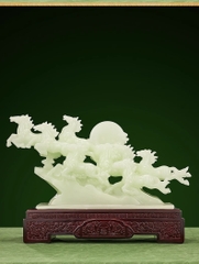 Tượng Bát Mã Truy Phong Trắng Ngọc, Mang Lộc Tài, May Mắn Vào Nhà Quà Tặng Tân Gia Khai Trương Decor