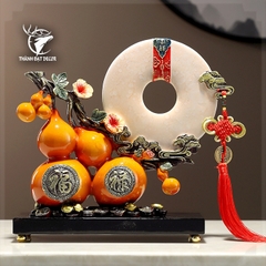 Tượng Cặp Hồ Lô Phúc Lộc Kèm Đĩa Ngọc Phong Thủy, Quà Tặng Tân Gia, Khai Trương, Sinh Nhật, Đám Cưới Ý Nghĩa