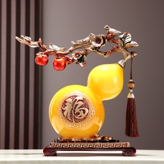 Tượng phong thủy Hồ Lô Cam Cành Hồng Chim Sẽ Phú Quý Bình An Tài Lộc, quà tặng tân gia , khai trương