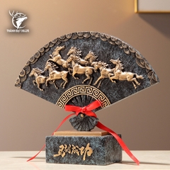 Tượng Ngựa Phong Thủy Quạt Mã Đáo Thành Công Bát Mã Truy Phong– Decor, Quà Tặng Khai Trương, Tân Gia