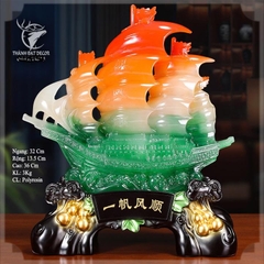 Tượng Thuyền Thuận Buồm Xuôi Gió Đĩa Ngọc Như Ý Phong Thủy, Quà Tặng Tân Gia , Khai Trương, Tặng Sếp