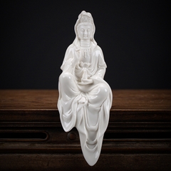 Tượng Phật Bà Quan Thế Âm Bồ Tát Gốm Sứ Trắng Size 20 , Decor Kệ Đèn Phong Thủy Thờ Cúng, Thiền Định