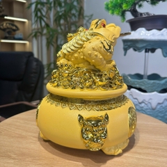 Tượng Thiềm Thừ Cóc Vàng size 22x18x22, Tượng Cóc 3 Chân Chiêu Tài Quà Tặng Tân Gia Khai Trương Sinh Nhật Decor Phòng Trang Trí Nhà Phòng Khách