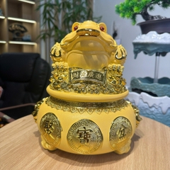 Tượng Thiềm Thừ Cóc Vàng size 22x18x22, Tượng Cóc 3 Chân Chiêu Tài Quà Tặng Tân Gia Khai Trương Sinh Nhật Decor Phòng Trang Trí Nhà Phòng Khách