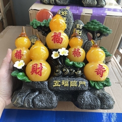 Tượng Phong Thủy Hồ Lô Ngũ Phúc Size 25 Màu Vàng Và Đỏ, Vật Phẩm Phong Thủy Làm Quà Tặng Tân Gia, Khai Trương, Sinh Nhật
