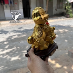 Tượng Phong Thủy Con Chó Đứng Cạnh Bát Tụ Bảo Dành Cho Người Tuổi Tuất, Quà Tặng Sinh Nhật, Tân Gia, Khai Trương Decor