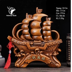 Tượng Thuyền Thuận Buồm Xuôi Gió Bằng Bột Đá Cao Cấp, Chiêu Tài Hút Lộc Quà Tặng Tân Gia Khai Trương