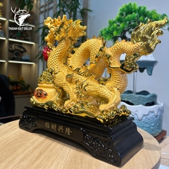 Tượng Rồng Phong Thủy 35x12x30cm Kim Sa Cát Vàng Chiêu Tài Lộc, Tuổi Thìn, Quà Tặng 12 Con Giáp
