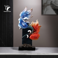 Tượng Cá Chép Song Ngư Vờn Sóng , Tượng Decor Trang Trí Nhà Cửa, Quà Tặng Tân Gia Khai Trương Sinh Nhật ý Nghĩa