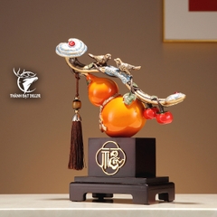 Tượng phong thủy Hồ Lô Cam Trượng Như Ý Treo Vàng Phú Quý Bình An Tài Lộc, quà tặng tân gia , khai trương