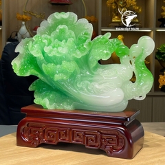 Tượng Bắp Cải Ngọc Bích Phú Quý 32x9x28cm – Trang Trí Sang Trọng, Biểu Tượng Tài Lộc Và Sung Túc