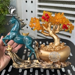 Tượng Ngựa Kéo Cây Tiền Vàng Phong Thủy Trang Trí Nhà Cửa Quà Tặng Tân Gia Khai Trương Sinh Nhật