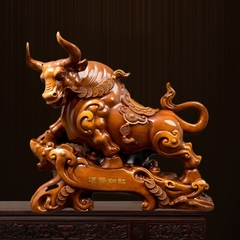 Tượng Trâu Tài Lộc Bột Đá Sơn Giả Gỗ Decor Phong Thủy Quà Tặng Tân Gia Khai Trương Sinh Nhật Để Bàn