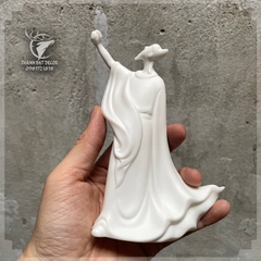 Tượng Lý Bạch Mời Rượu Bằng Gốm Sứ Trắng , Cao 14.5Cm Trang Trí Tiểu Cảnh, BonSai, Lũa, Hòn Non Bộ, Bàn Trà