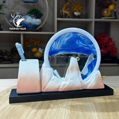 Tượng Thuyền Thuận Buồm Xuôi Gió Kèm Hộp Đựng Bút, Tranh Cát Decor Quà Tặng Tân Gia Khai Trương Sinh Nhật