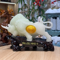 Tượng trâu phong thủy xanh ngọc tài lộc, Decor Trang trí phòng khách, bàn làm việc, quà tặng ý nghĩa