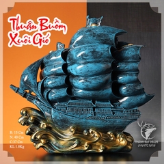 Tượng Thuyền Thuận Buồm Xuôi Gió Màu Xanh,  Vật Phẩm Phong Thủy, Quà Tặng Tân Gia , Khai Trương , Tặng Sếp, Tặng Đối Tác