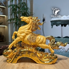 Tượng Ngựa Phong Thủy Kim Sa Cát Vàng 29x8x21cm, Mã Đáo Thành Công, Quà Tặng Tân Gia Khai Trương