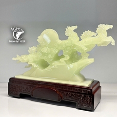 Tượng Bát Mã Truy Phong Trắng Ngọc, Mang Lộc Tài, May Mắn Vào Nhà Quà Tặng Tân Gia Khai Trương Decor