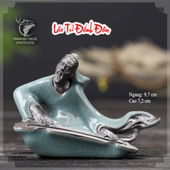 Tượng Gốm Sứ mini Tráng Men Hình Chú Tiểu và Lão Tử Trang Trí Tiểu Cảnh, Cây Bonsai, Cây Cảnh, Hòn Non Bộ, Hồ Thủy Sinh