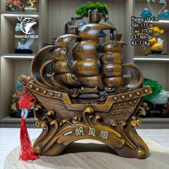 Tượng Thuyền Thuận Buồm Xuôi Gió Bằng Bột Đá Cao Cấp, Chiêu Tài Hút Lộc Quà Tặng Tân Gia Khai Trương
