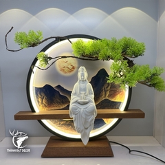 Tượng Phật Bà Quan Thế Âm Bồ Tát Gốm Sứ Trắng Size 20 , Decor Kệ Đèn Phong Thủy Thờ Cúng, Thiền Định