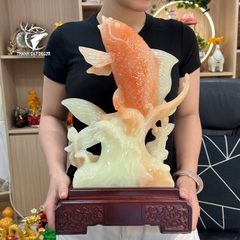 Tượng cá chép vượt sóng 27x14x43cm, Quà tặng phong thuỷ  Tân gia khai trương sinh nhật, Decor