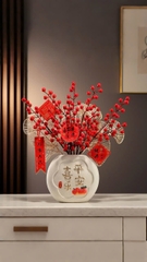 Set Bình hoa đào đông tài lộc (Chưng Tết 2025) -Tân gia khai trương-bình hoa derco trang trí nhà cửa