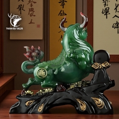 Tượng Trâu Xanh Ngọc Chiêu Tài 35x14x33cm - 3Kg, Decor Phong Thuỷ tuổi Sửu, quà tặng tân gia khai trương