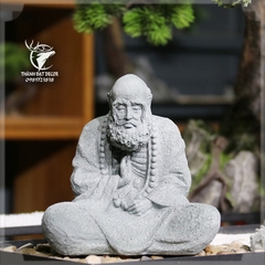 Tượng Đạt Ma Sư Tổ Ngồi Thiền Bằng Đá Sa Thạch , trang trí tiểu cảnh bể cá  hòn non bộ terrarium