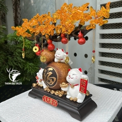 Tượng Mèo Thần Tài Hồ Lô Cây Tiền – Quà Tặng Trang Trí Nhà Cửa, Bàn Làm Việc Phong Thủy Chiêu Lộc