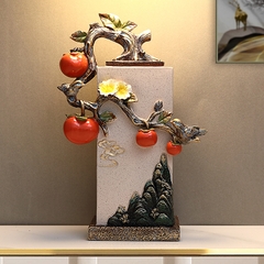 Tượng Cành Hồng Phong Thủy Bám Trụ Đá 21x12x32cm, Quà Tặng Tân Gia Khai Trương Sinh Nhật, Decor Nhà