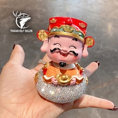 Tượng Ông Thần Tài Đính Đá Phúc Lộc May Mắn Decor Cao Cấp Trang Trí Taplo Ô Tô - Văn Phòng - Bàn Làm Việc - Làm Quà Tặng