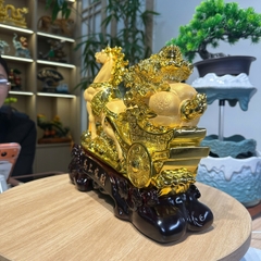 Tượng Ngựa Kéo Xe Bắp Cải 32x10x27cm Châu Báu Kim Sa Cát Vàng – Mã Thượng Phát Tài , Quà Tặng Tuổi Ngọ