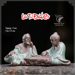 Tượng Gốm Sứ mini Tráng Men Hình Chú Tiểu và Lão Tử Trang Trí Tiểu Cảnh, Cây Bonsai, Cây Cảnh, Hòn Non Bộ, Hồ Thủy Sinh