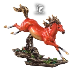 Tượng Ngựa Phong Thủy Mã Đáo Thành Công Màu Cam Trang Trí Phòng Khách Bàn Làm Việc Quà Tặng Khai Trương Tân Gia