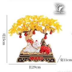 Tượng Phong Thủy Cây Tiền Mèo Tài Lộc,Decor Trang Trí Nhà Cửa Quà Tặng Tân Gia Khai Trương Sinh Nhật