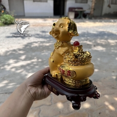 Tượng Phong Thủy Con Chó Đứng Cạnh Bát Tụ Bảo Dành Cho Người Tuổi Tuất, Quà Tặng Sinh Nhật, Tân Gia, Khai Trương Decor