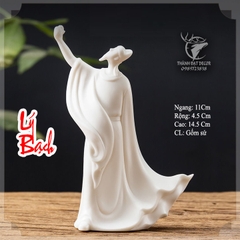 Tượng Lý Bạch Mời Rượu Bằng Gốm Sứ Trắng , Cao 14.5Cm Trang Trí Tiểu Cảnh, BonSai, Lũa, Hòn Non Bộ, Bàn Trà
