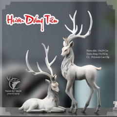 Tượng Hươu Trắng Dáng Tiên Chất Liệu Polyresin Trang Trí Cao Cấp , Quà Tặng Tân Gia Khai Trương Sinh Nh