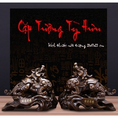 Cặp Tượng Tỳ Hưu Phong Thủy Màu Gỗ Sồi Trang Trí Nhà Cửa , Qùa Tặng Tân Gia Khai Trương Sinh Nhật