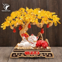 Tượng Phong Thủy Cây Tiền Mèo Tài Lộc,Decor Trang Trí Nhà Cửa Quà Tặng Tân Gia Khai Trương Sinh Nhật
