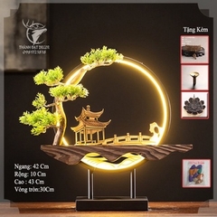 Kệ Gỗ Đặt Tượng Trang Trí Có Đèn Led , Có Thể Đốt Trầm Hương, Quà Tặng Tân Gia Khai Trương Trang Trí Bàn